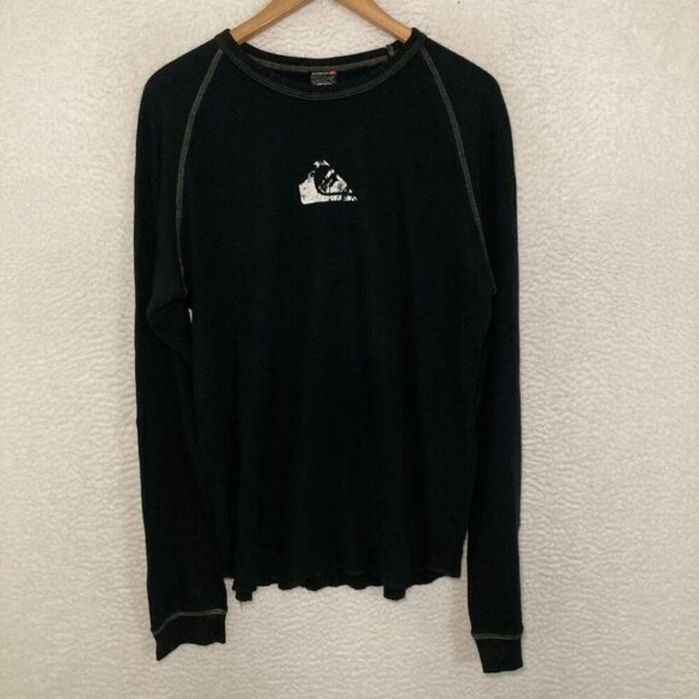 Vtg Quiksilver Thermal USA Made Shirt Mens L Center Logo Skater Surf 90s Y2K